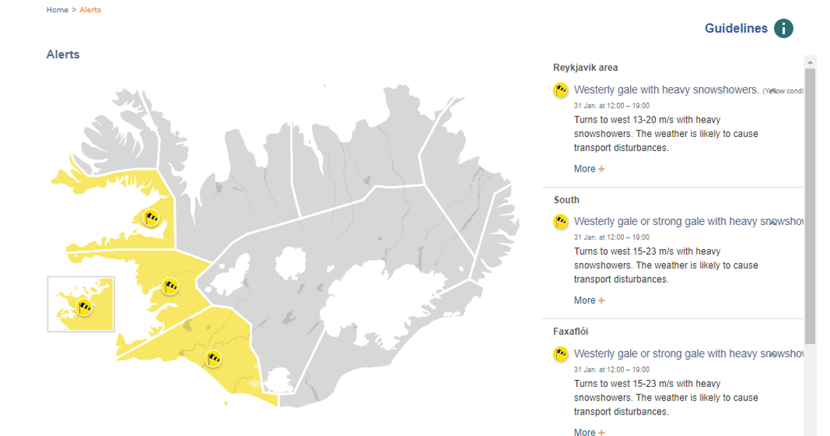Yellow Weather Warning 31.10 Thingvellir National Park