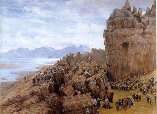 Málverk af þinghaldi við Lögberg í Almannagjá eftir breska málarann William Gershom Collingwood
